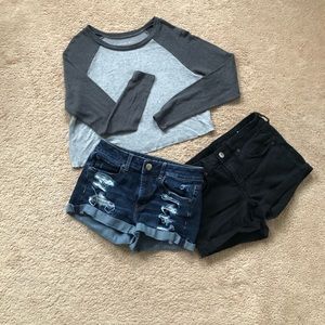 AE High-Rise Shortie Short Blue Denim